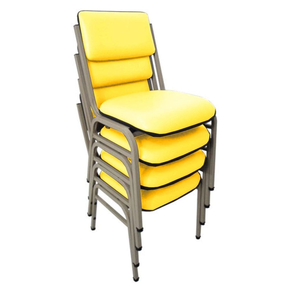 Kit com 4 Cadeiras para Auditórios Linha Hotel Smart Amarelo