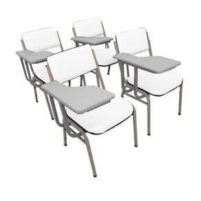 Kit com 4 Cadeiras Escolar Universitária para Auditórios Linha Hotel Smart Branco