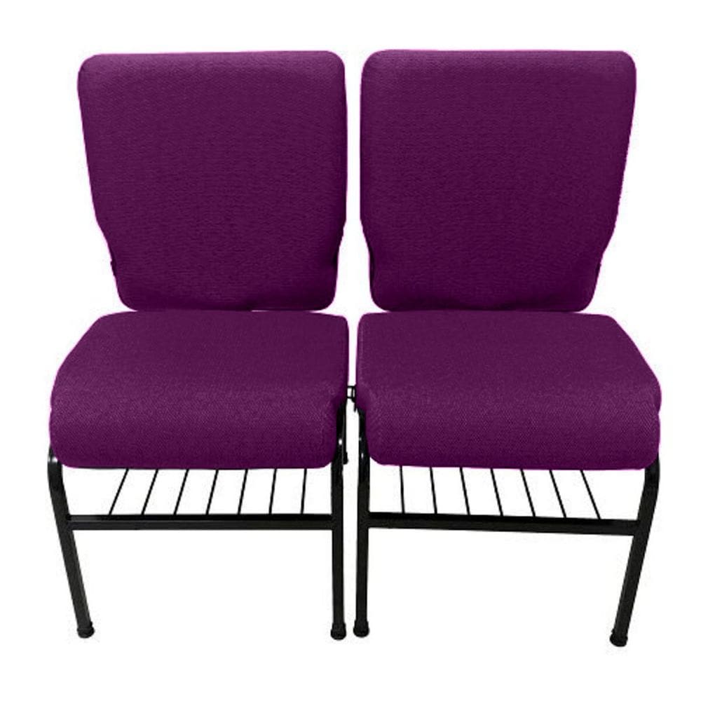 02 Cadeiras para Igrejas c/ Porta Biblía e Porta Cálice Roxo