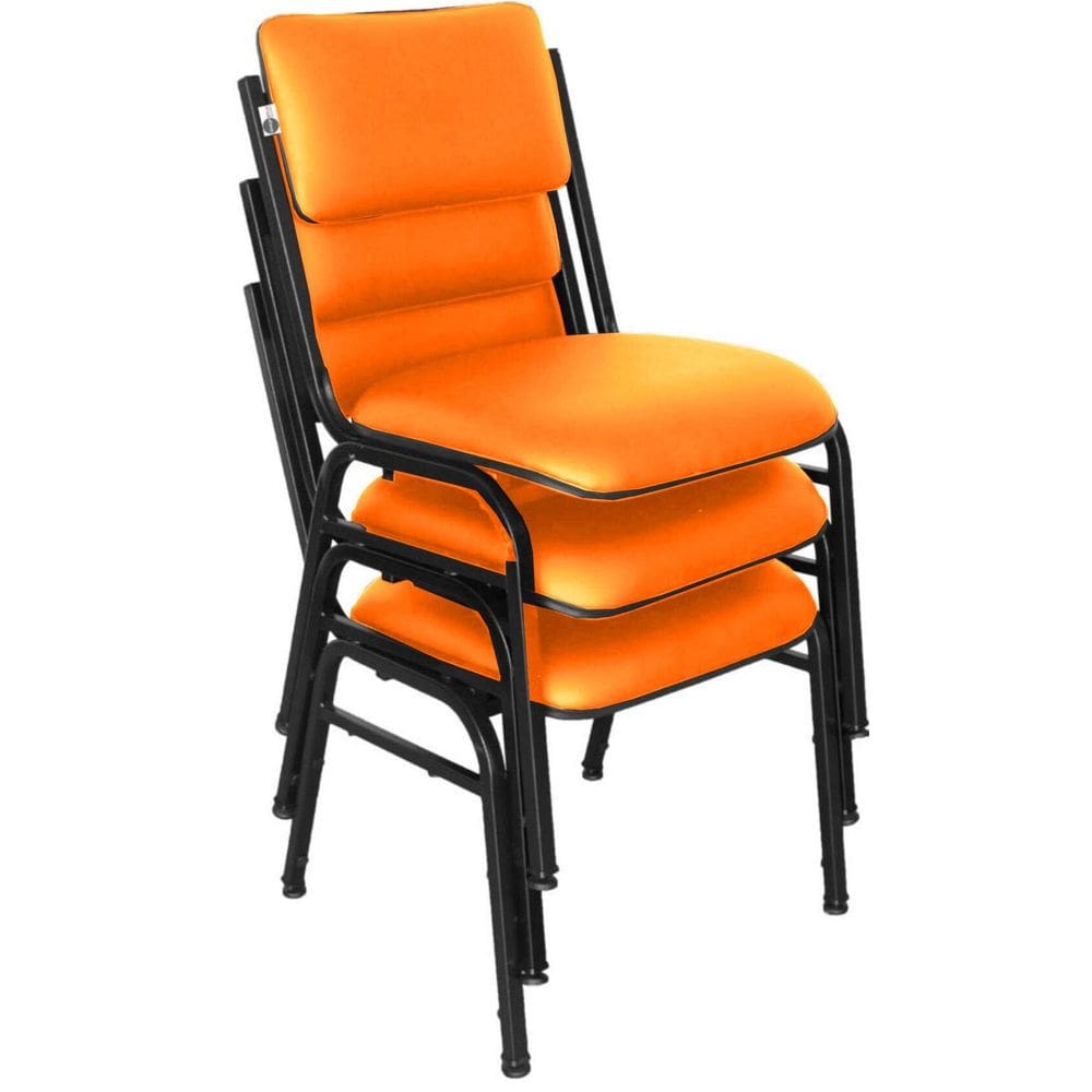 Kit com 3 Cadeiras para Auditórios Linha Hotel Smart Laranja