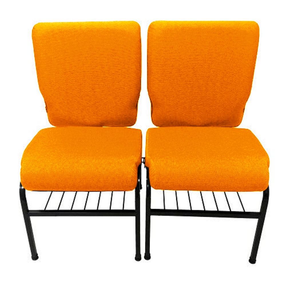 02 Cadeiras para Igrejas c/ Porta Biblía e Porta Cálice Laranja