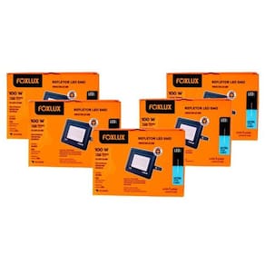 Kit 5 Refletor LED 100W IP65 6.500K Bivolt Foxlux