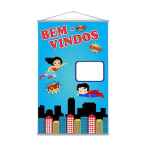 Banner Bem Vindos Escolar Heróis Pedagógico 80X50Cm