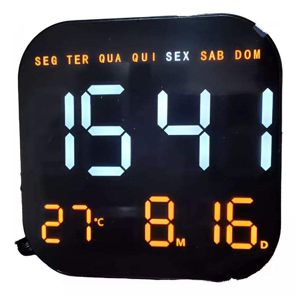 Relógio Digital Led Parede Alarme Calendário Controle Remoto