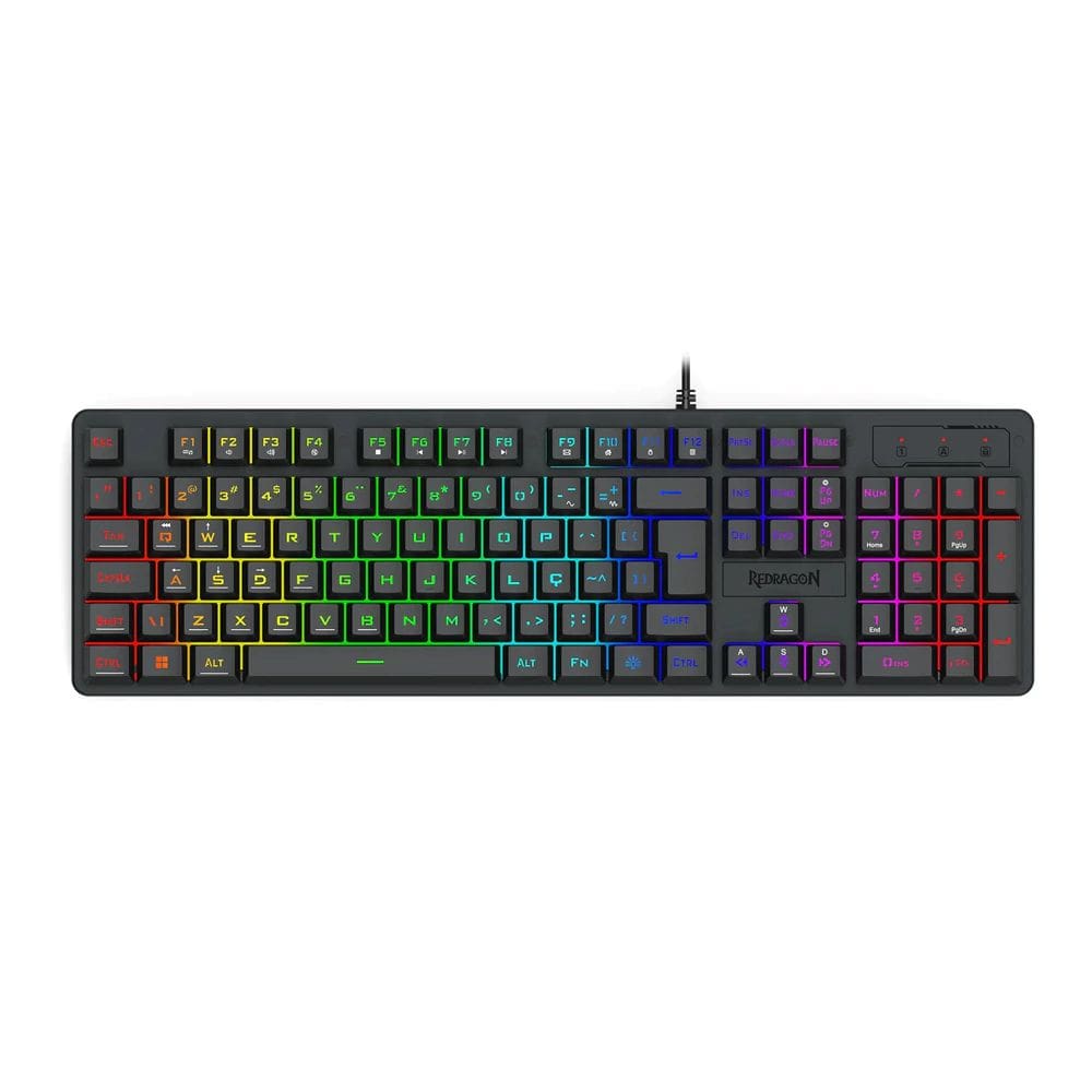 Teclado Gamer Redragon Netherbane Rainbow Preto Membrana - 6731