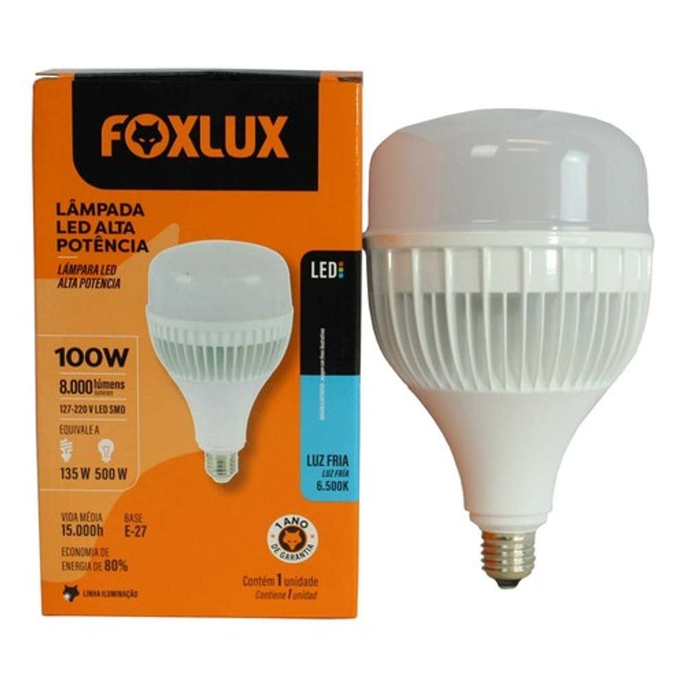Lampada Led Alta Potencia 100W 6500K E-40 Bivolt Foxlux