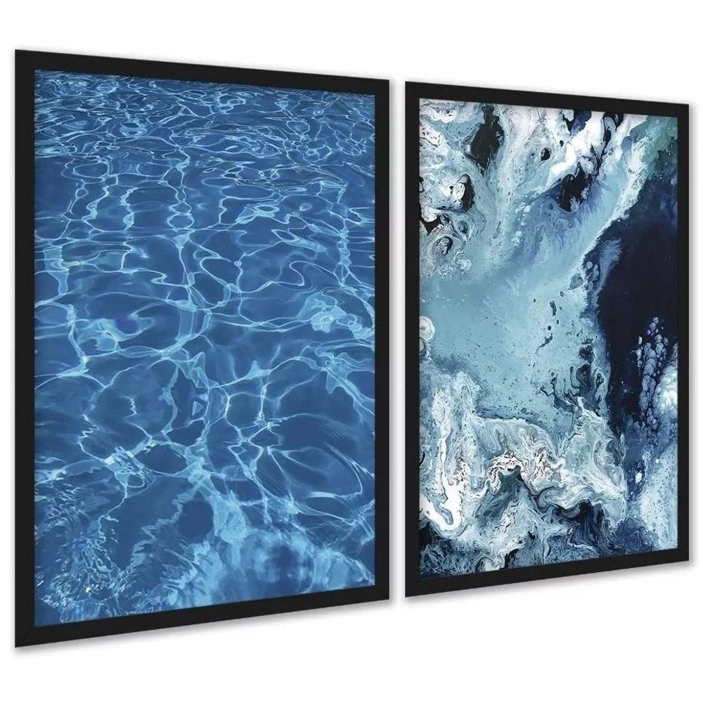 Kit 2 Quadros Decorativos Água Do Mar 33X24Cm