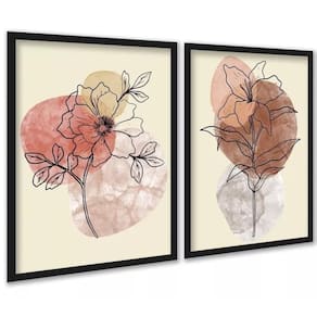 Kit 2 Quadros Flores Efeito Mármore Colorido 33X24Cm