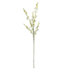Haste Flor Orquídea Chuva de Ouro Artificial Branca 50cm - MC Flores