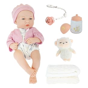 Boneca Bebê Reborn 35cm Flofy Com Acessórios Enxoval Menina