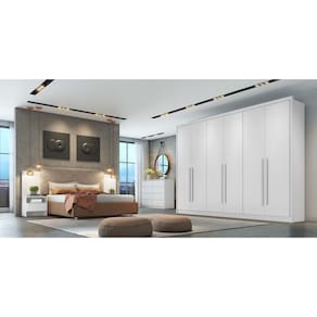 Guarda Roupa Casal 100% MDF 6 Portas 8 Gavetas - Robust -Branco - Móveis Novo Horizonte