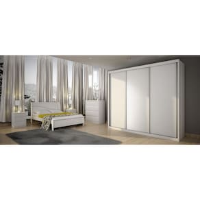 Guarda Roupa Casal 3 Portas 6 Gavetas - Paradizzo Gold-Branco - Móveis Novo Horizonte