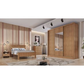 Guarda Roupa Casal com Espelho 3 Portas 6 Gavetas - Arezzo Plus-Cumaru - Móveis Novo Horizonte