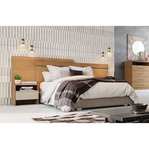 Cabeceira para Cama Box Casal com 2 Mesas de Cabeceira - Prime-Cumaru off white - Móveis Novo Horizonte