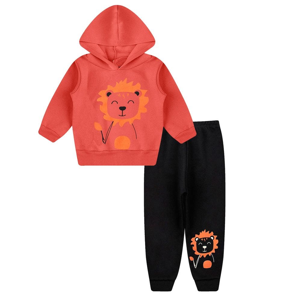 Conjunto Moletom infantil Masculino felpudo blusão com capuz
