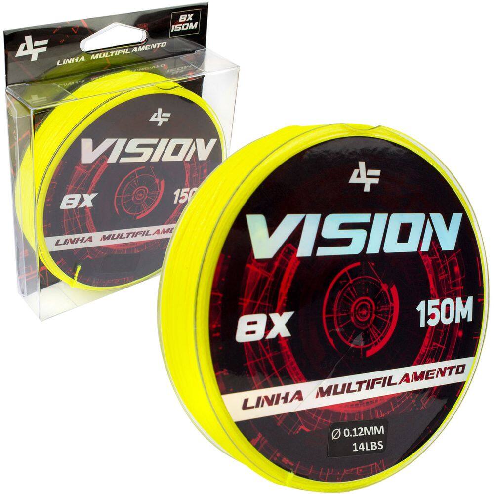 Linha de Pesca Multifilamento Vision 8X Albatroz Fishing 150 Metros 0,12mm Diâmetro 14 Libras Amarelo Yellow