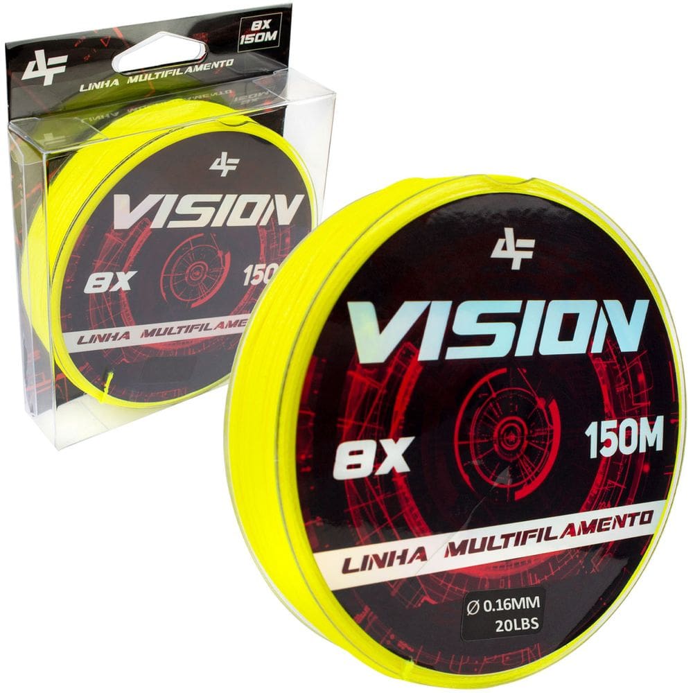 Linha de Pesca Multifilamento Vision 8X Albatroz Fishing 150 Metros 0,16mm Diâmetro 20 Libras Amarelo Yellow