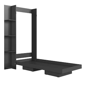 Cama Articulada Solteiro Vertical com 4 Prateleiras e 2 Nichos CV1085 80cm Grafite - Art In Móveis