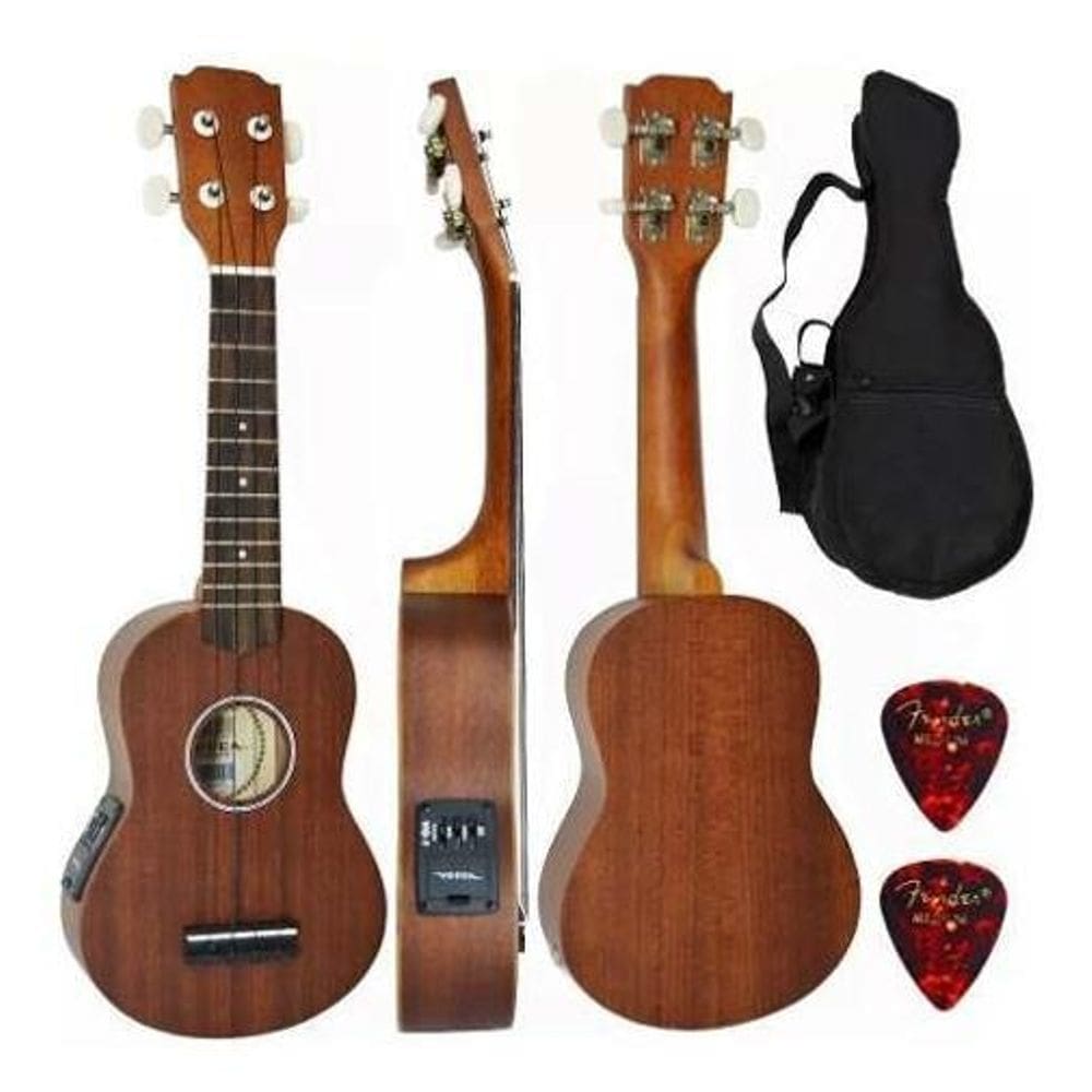 Kit Ukulele Vogga Eletroacústico Soprano Nylon + Capa Vuk309