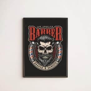 Quadro Decorativo Los Angeles Barber Shop 45X34Cm Preta