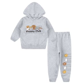 Moletom infantil felpudo com capuz e calça Conjunto longo frio