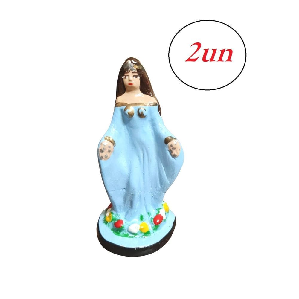 Kit 2 Imagens Iemanjá Com Vestido Azul Em Gesso 10 Cm