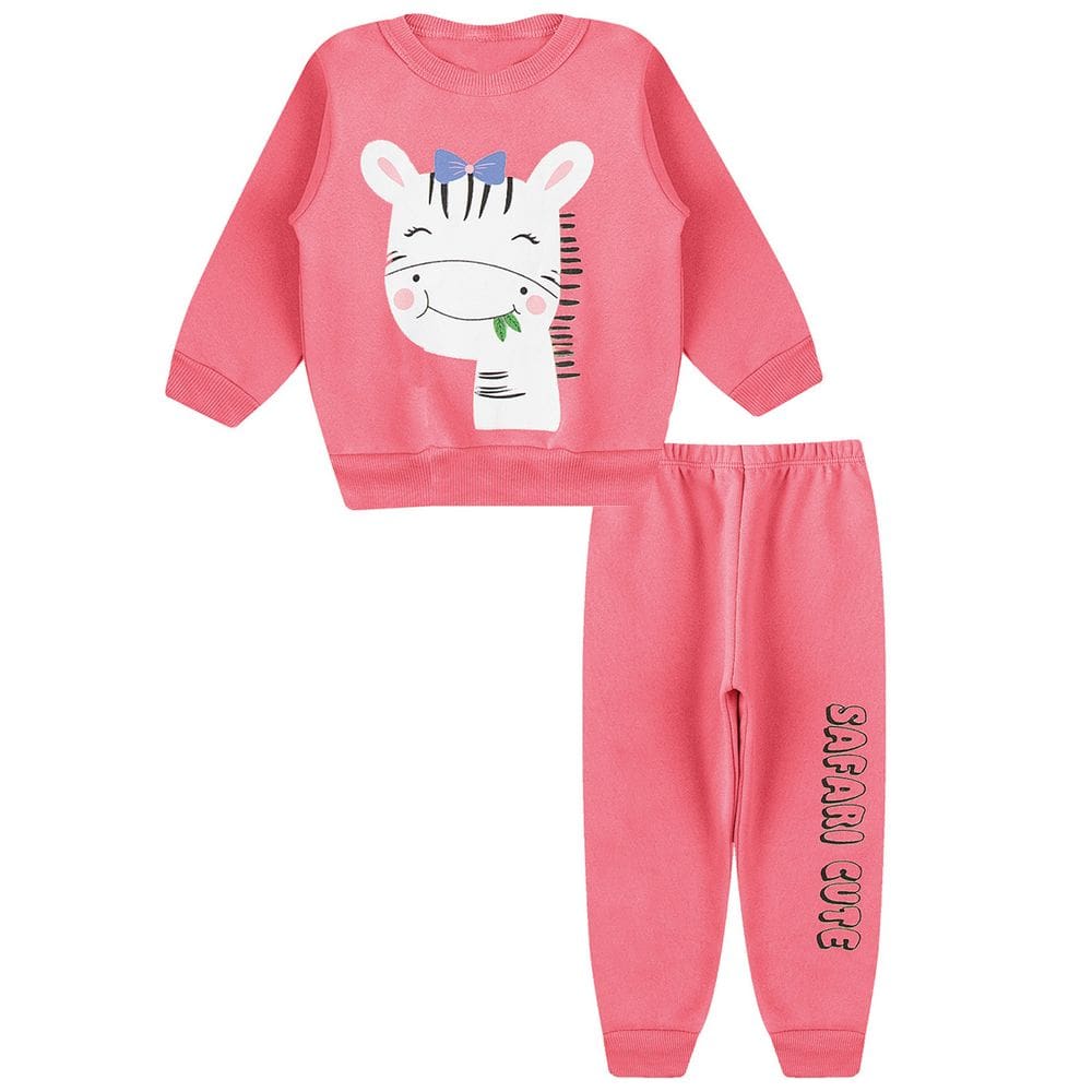 Conjunto Moletom infantil felpudo Menina blusão e calça roupa de frio