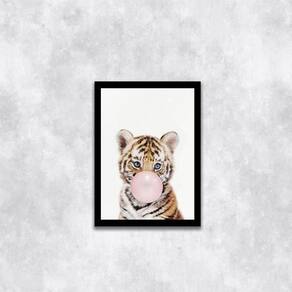 Quadro Tigrinho Chicletes 45X34Cm - Com Vidro Moldura Preta
