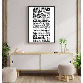 Quadro Ame Mais Preto E Branco 45X34Cm Vidro Moldura Preta