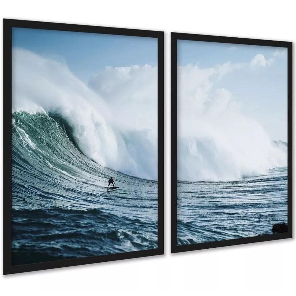 Kit 2 Quadros Decorativos Ondas Surf Surfista 33X24Cm