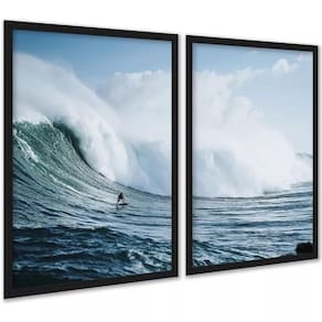 Kit 2 Quadros Decorativos Ondas Surf Surfista 33X24Cm