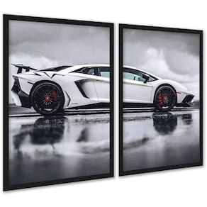 Kit 2 Quadros Decorativos Carro Luxo Esportivo 45X34Cm Vidro