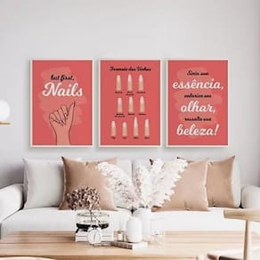 Kit 3 Quadros Para Salão Formato Das Unhas 60X40 - Branca