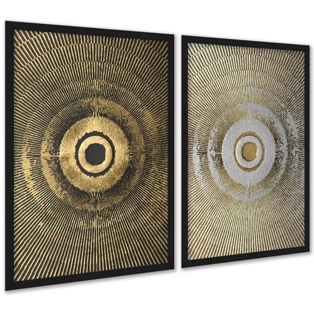 Kit 2 Quadros Decorativos Abstratos Hachura 33X24Cm - Vidro