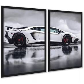 Kit 2 Quadros Decorativos Carro Luxo Esportivo 24X18Cm Vidro