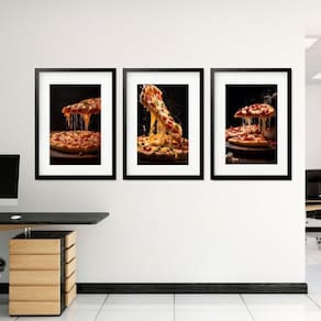 Kit 3 Quadros Grandes Pizzas 60X48Cm