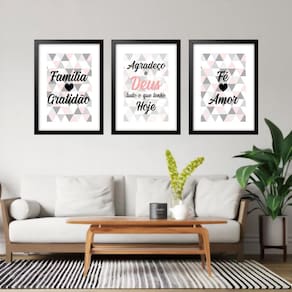 Kit 3 Quadros Grandes Frases Amor 60X48Cm