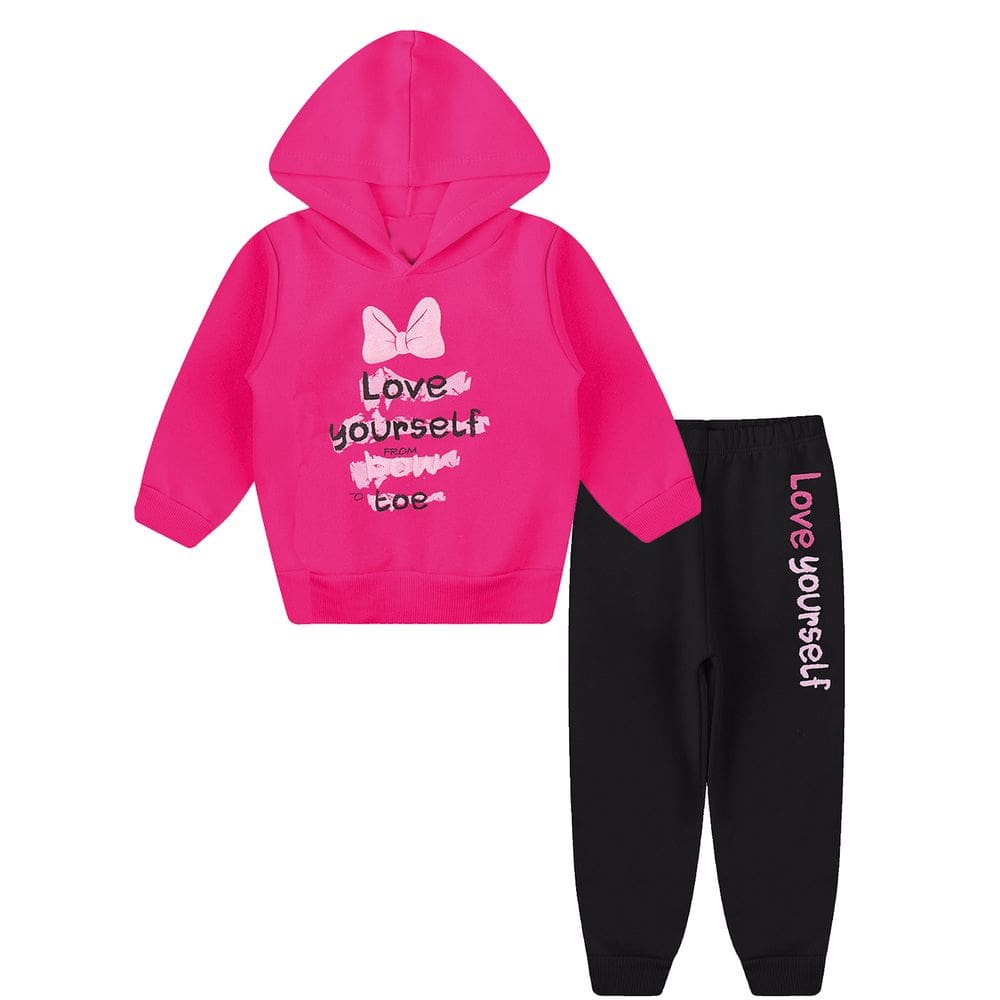 Conjunto Moletom infantil felpudo Menina blusão com capuz e calça