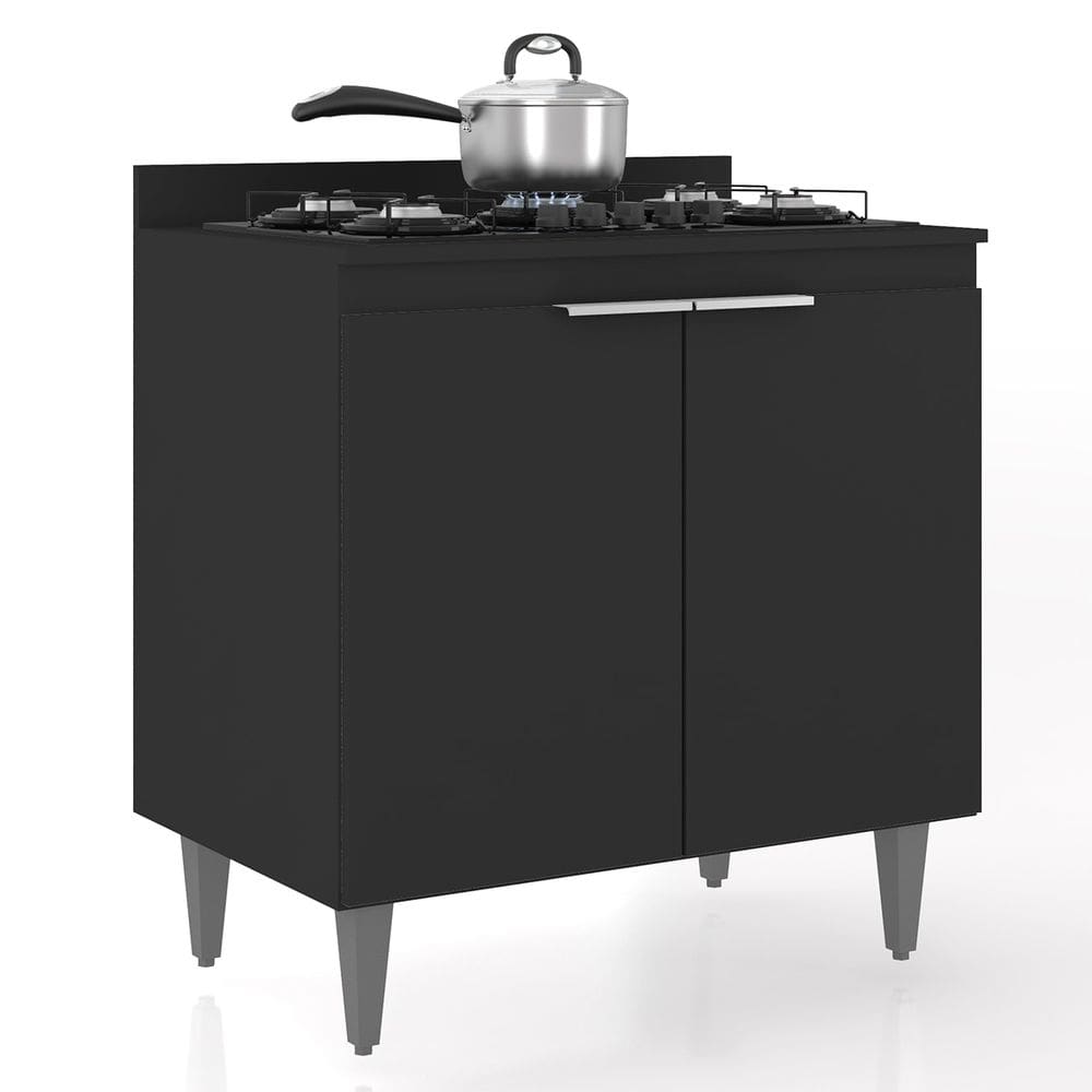 Balcão de Cozinha Para Cooktop 80cm Pérola Z34 Preto - Mpozenato