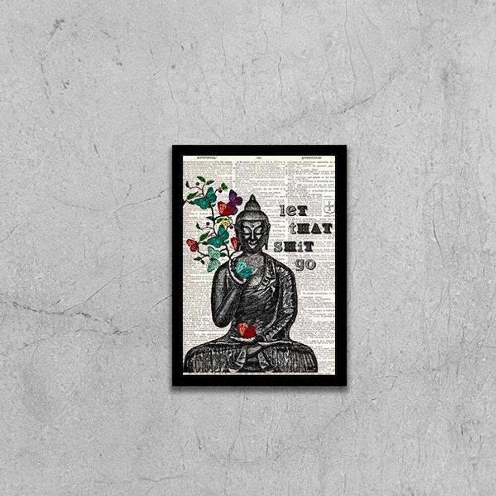 Quadro Buda Let That Shit Go 24X18Cm