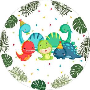 Painel Redondo Tecido Sublimado 3D Dino Baby Frd-5820