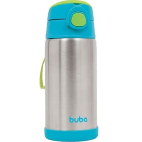 Copo Térmico Buba Com Canudo Em Aço Inoxidável Azul 400ml