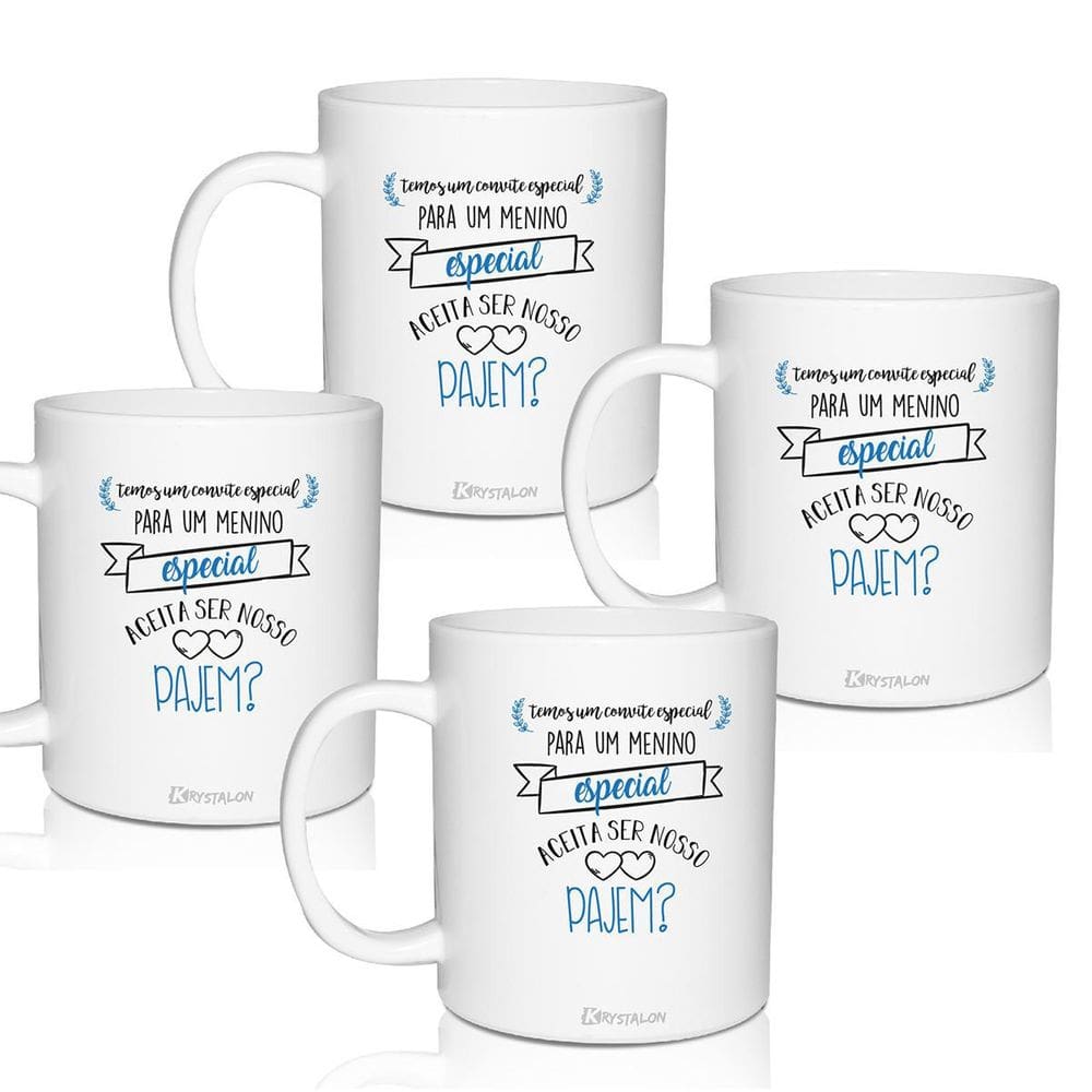 Kit 4 Canecas Convite Especial Para Pajem