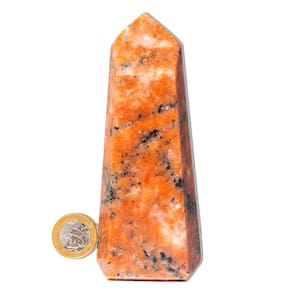 01 Ponta Calcita Laranja Pedra Natural 14 a 15 cm Tipo A