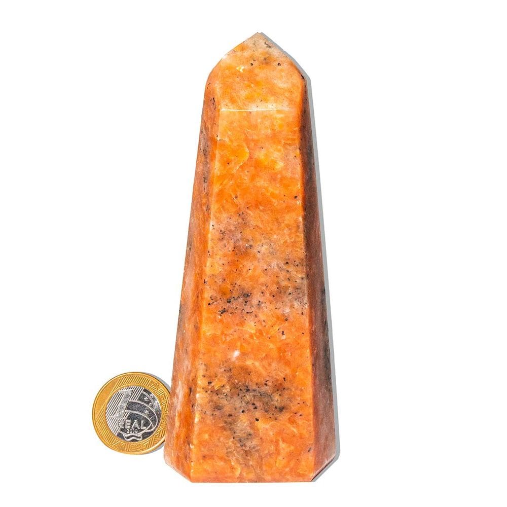 01 Ponta Calcita Laranja Pedra Natural 13 a 14 cm Tipo A