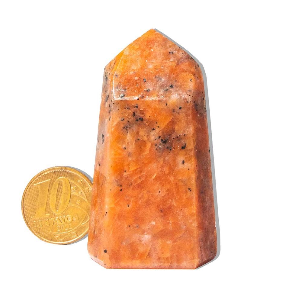 01 Ponta Calcita Laranja Pedra Natural 5 a 6 cm Tipo A