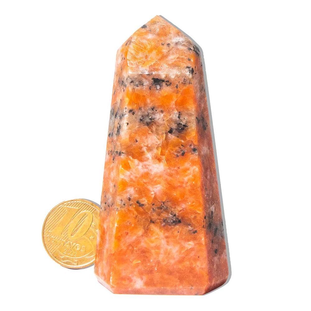01 Ponta Calcita Laranja Pedra Natural 7 a 8 cm Tipo A