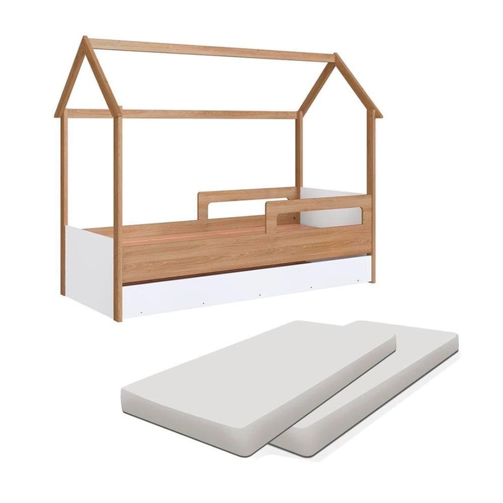 Bicama Infantil Com 2 Colchões Solteiro Casinha Sonho Shop JM