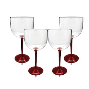 Kit 4 Taças Gin Bicolor Com Base Vermelha 550Ml Acrílico