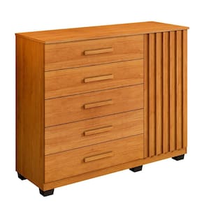 Comoda Paris Quarto com 5 Gavetas e 1 Porta Ripada